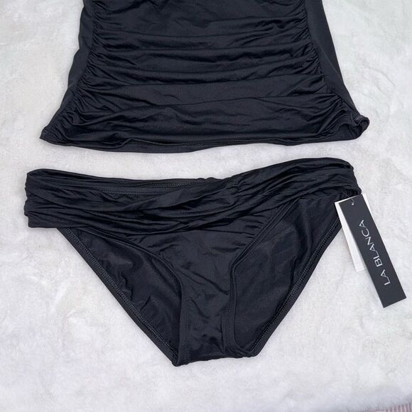 La Blanca Island Goddess Convertible Bandini Tankini Top & Shirred Banded Bottom - Picture 9 of 16